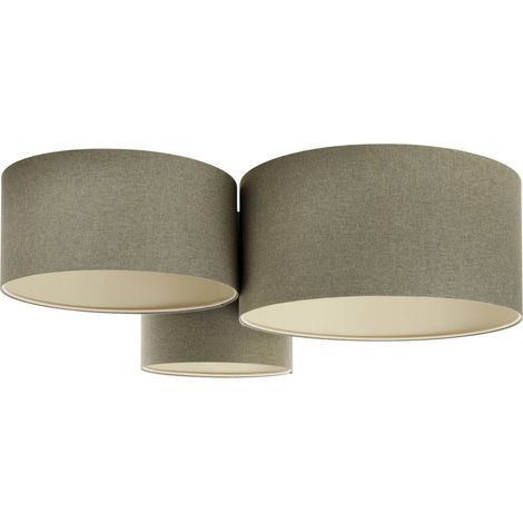Plafonnier boho élégant tissu crème compatible LED ambiance douce - beige sable et crème doux (1/5)