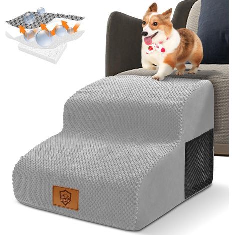 Hundetritthocker mit 2 Stufen, 30D-Schaumstoff, rutschfest, waschbarer Bezug für Bett oder Sofa (1/5)