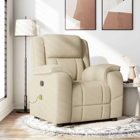 Sillón de masaje reclinable de tela crema vidaXL