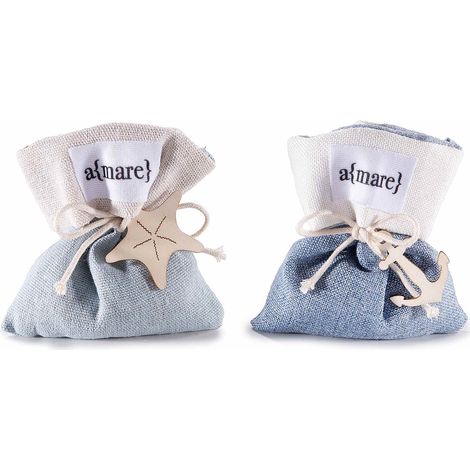 Sachets parfumés pour armoires et tiroirs 100% coton avec étiquette et étoile de mer, lot de 20, 10 x H. 11 cm