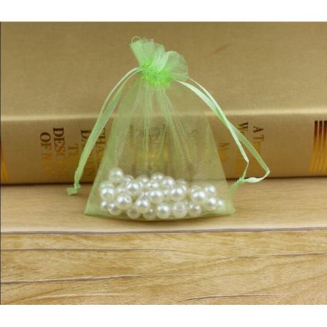 50pcs Sacs Organza,20x30cm Sachets Pochettes Cadeau en Organza avec Rubans Sac à Bijoux Sachets pour Lavande Sacs de Bonbons Faveur Présent Sacs pour Anniversaire Baptême Fête Décoration Mariage,vert (1/4)