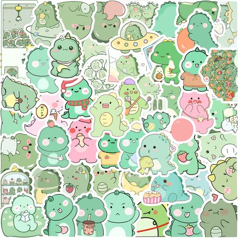 Autocollants Dinosaure - PVC Imperméable - Pour Ordinateur Portable, Skateboard, Valise, Scrapbooking - 50 Pièces (1/5)