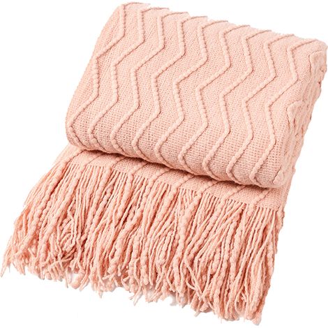 1 Jeté de canapé, tricot motif zigzag, polyester doux, 130x180 cm, décoration salon (1/5)