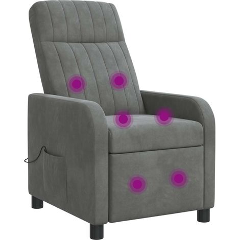 Massage Recliner Dark Grey Velvet vidaXL