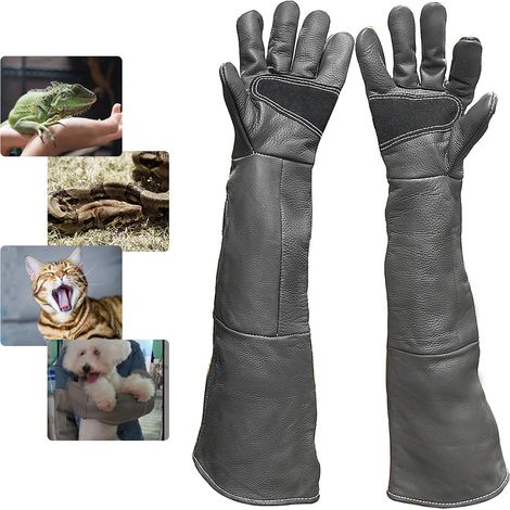 Anti-Morsure Gants de Manutention pour Animal, 60cm Gants de Travail en Cuir pour Le Soudage, Le Jardinage ou la Manipulation de Chat/Chien/Serpent/Lézard/Faucon/Reptile (Couleur Profonde) (1/5)