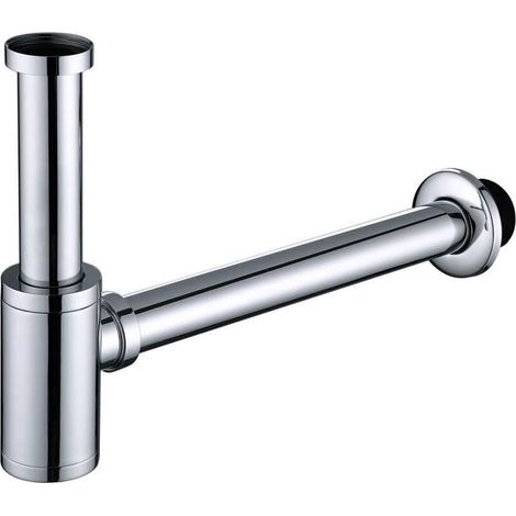 Siphon d'évier, tube de siphon chromé, modèle L, en acier inoxydable, anti-odeurs, 1 1/4 pouce, haute qualité, pour éviers (1/3)
