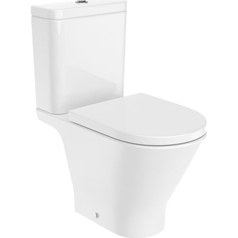 ROCA THE GAP ROUND Rimless Inodoro Pie Abierto Completo Salida Dual Blanco - Alimentación ENTRADA LATERAL - Asiento: Caida Normal - ref: A3420N8000+A3410N1000+A801D10001