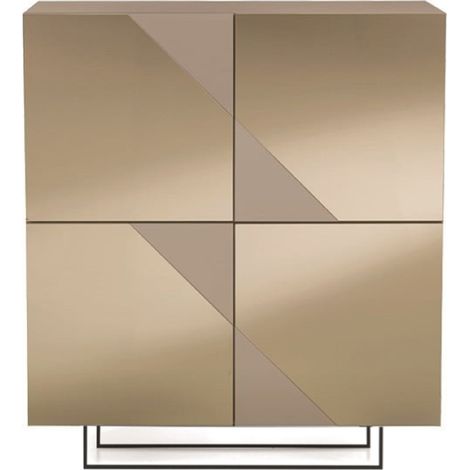 Madia credenza 4 ante in vetro specchio Bronzo e cassa Tortora ARTE 120 con piedini sagomati (1/2)