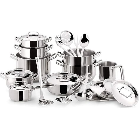 LAGOSTINA SFIZIOSA 24 BATTERIA DI PENTOLE 24 PEZZI IN ACCIAIO INOX 18/10 ADATTA A INDUZIONE - 010740600024 - PROMO