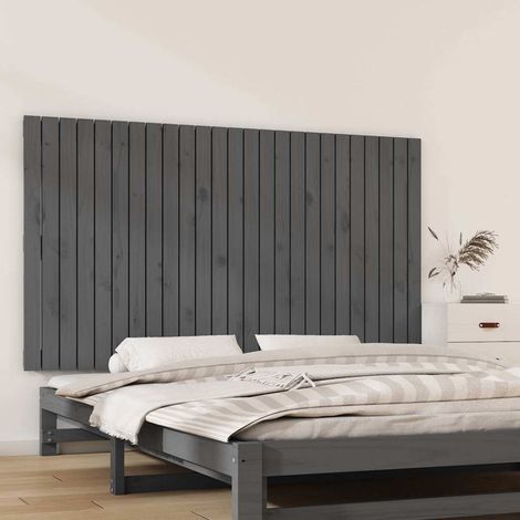 vidaXL Cabecero de cama de pared madera maciza pino gris 159,5x3x90 cm (1/5)