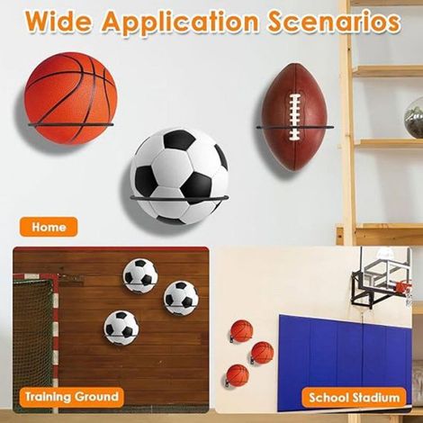 Support De Ballon - Ier 23 5 X 13 5 X 5 Cm - Mural - Pour Football Basketball Rugby Volley - 2 Pièces (1/5)