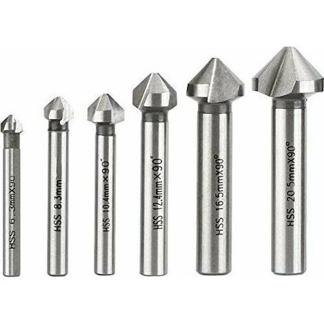Fraise à Chanfreiner. Fraise Conique Métal Foret à Noyer en Acier Rapide HSS 6.3/8.3/10.4/12.4/16.5/20.5mm 6 PCS - (1/5)