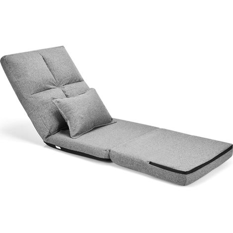 COSTWAY Sofá de Suelo con Respaldo Ajustable Silla Plegable con Función Reclinable y Cojín Lumbarde Asiento Meditación Carga hasta 100kg (Gris) (1/5)