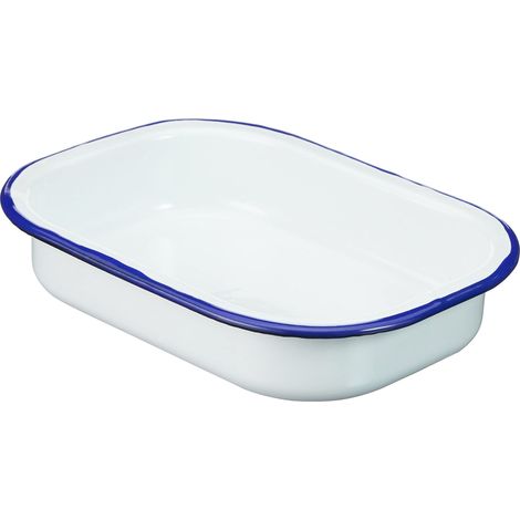 Coque Universelle Husum 21 cm Bol Universel, Acier, Blanc avec Bordure Bleue, 21 x 14 x 4, 5 cm (1/5)