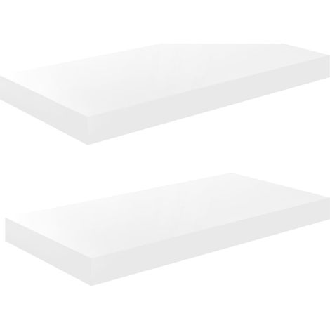 Étagère murale flottante 2 pcs Blanc brillant 50x23x3,8 MDF (1/5)
