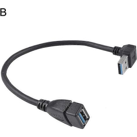 Câble adaptateur d'extension USB 3.0 Type A coudé à 90 degrés mâle vers femelle-B
