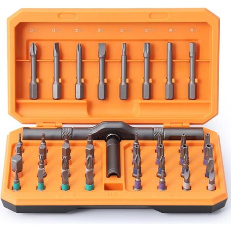 Jeu de tournevis magnétiques 42 en 1, jeu de tournevis à cliquet, ensemble de tournevis magnétiques multi-embouts avec poignée à cliquet amovible, kit de tournevis