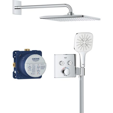 Grohe Precision SmartControl - Brauseset mit Thermostat für Unterputzmontage, 31x31 cm, 3 Strahlarten, Chrom 34876000 (1/5)