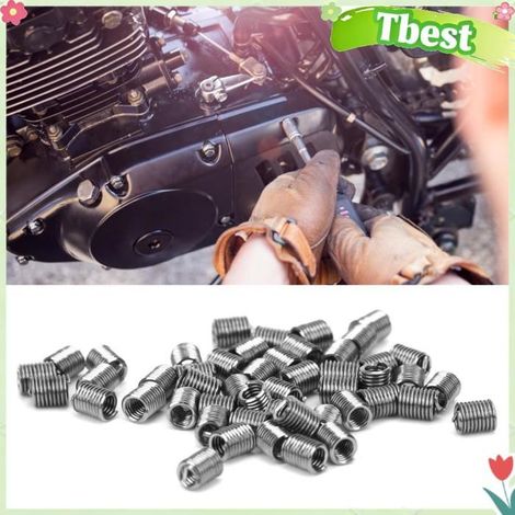Tbest Manchon de réparation de filetage 50pcs Insert de Filetage de Fil Manchon de Réparation Fileté Écrou de moto fixation (1/5)