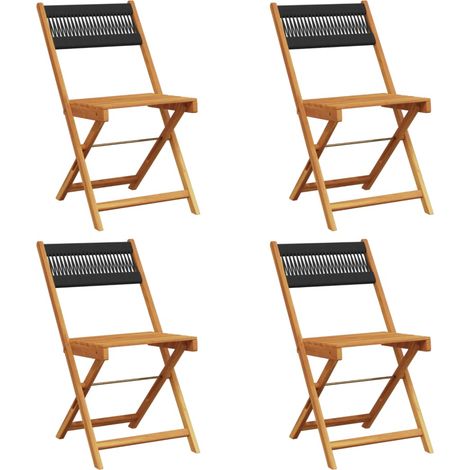 Maison Exclusive - Sedie da Giardino Pieghevoli 4pz Nere Legno Massello di Acacia