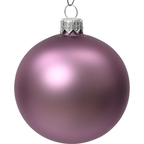 Box Da 6 Palline Di Natale In Vetro Opaco Colore Lilla Cristallo 6Cm