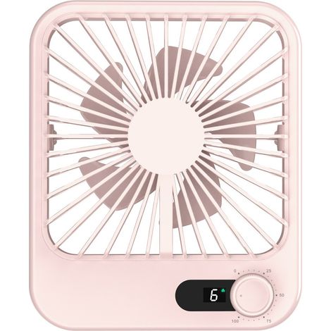 Ventilador de Mesa USB Recargable, Silencioso y Ultrafino, Color Rosa – Ideal para Oficina y Viajes (1/5)