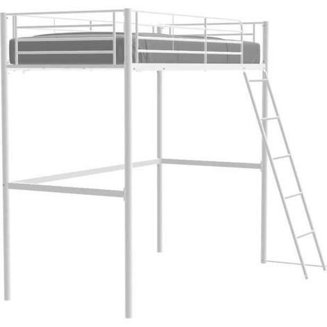 Lit mezzanine ELIOT 90 x 190 cm - Métal - Sommier inclus - Blanc (1/5)