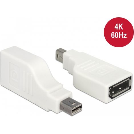 Delock Adaptador mini Displayport 1.2 macho  Displayport hembra 4K girado 90Â° blanco