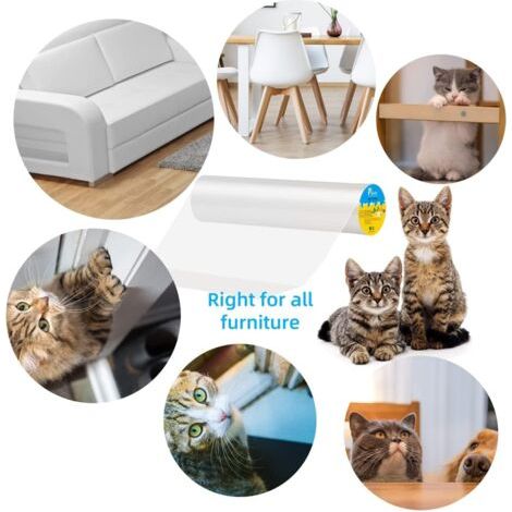 Protection Canape Chat Anti Griffe Sticker Transparent Autocollant Rouleau de Protection Invisible Protege de Meubles Table (20x500cm) (1/5)
