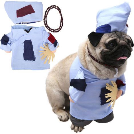Costume De Moine Pour Chien Et Chat - Avec Chapeau Et Collier - Vêtement Drôle Pour Fête Et Photo - Taille L (1/5)