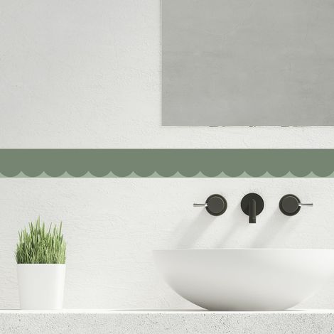 Frise décorative adhésive, feston vert, vert olive, 9 cm X 300 cm (1/5)