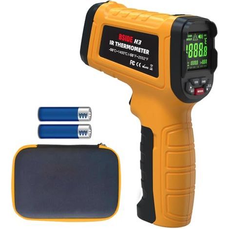 Thermomètre infrarouge pyromètre 50:1, pistolet de température industriel -58℉2552℉ (-50℃1400℃), thermomètre laser IR, thermomètre numérique sans contact haute température pour four, fonderie et forge (1/5)