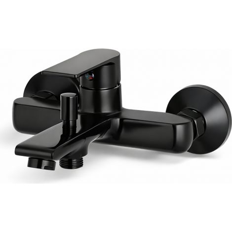 Rubinetto Miscelatore Vasca Bagno Nero Opaco da Parete + Deviatore Doccia 94009