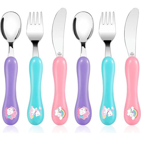 Couverts Enfant INOX Ensemble de pour Bebe Fourchettes Cuillères Couteaux Set Couvert Garçons Filles (1/5)