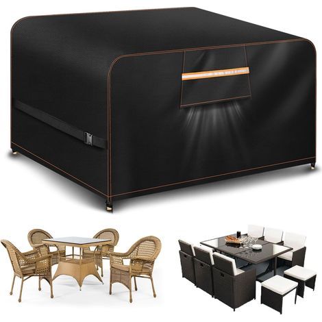 1 Housse Table De Jardin 420D Oxford Imperméable Avec éVent D'Air Résistante Au Vent Pour Salon Extérieur (1/5)