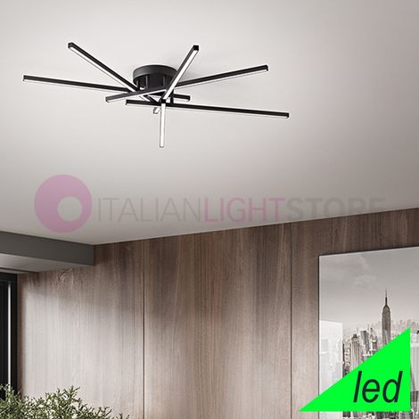 SYNCRO Plafoniera in alluminio verniciato NERO 6 DIFFUSORI ORIENTABILI LED 70W 4900LM - CCT 3000K 4000K 6000K (1/4)