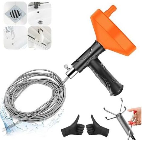 Rohrreinigungsspirale [10 m] – Geeignet für Rohre, Küchen, Badezimmer, Duschkabinen, Toiletten und zur Beseitigung von Verstopfungen in Abflüssen. 5er-Pack – Spiralreinigung – 10 m (1/5)