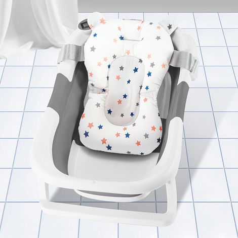 Jiubiaz Baignoire bébé pliable avec thermomètre et coussin de bain – baignoire bébé pliable (Gris) (1/5)