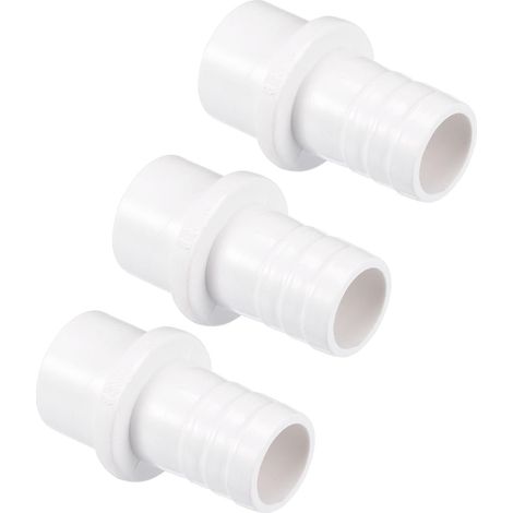 Lot de 3 raccords de tuyau en PVC, cannelure de 20 mm x 25 mm, adaptateur de tube droit rapide pour tuyau d'eau, irrigation, jardin, plomberie (blanc) (1/5)
