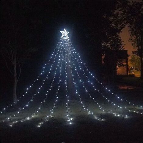 350 LED Guirlande Lumineuse Sapin de Noel Avec Etoile, 3.5m Rideau Lumineux Sapin de Noel Blanc,8 Modes D'éclairage, Decoration Noel Extérieur et Intérieu (1/4)