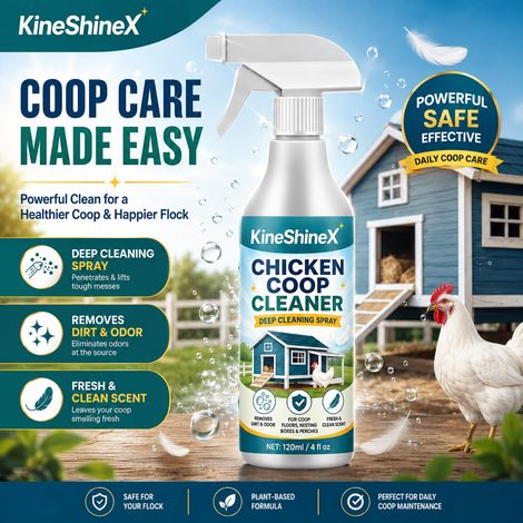 KineShineX Hühnerstall-Reinigungsspray, Flecken- und Geruchsentferner für Hühnerställe und -käfige, Geflügelreiniger für landwirtschaftliche Betriebe (1/5)