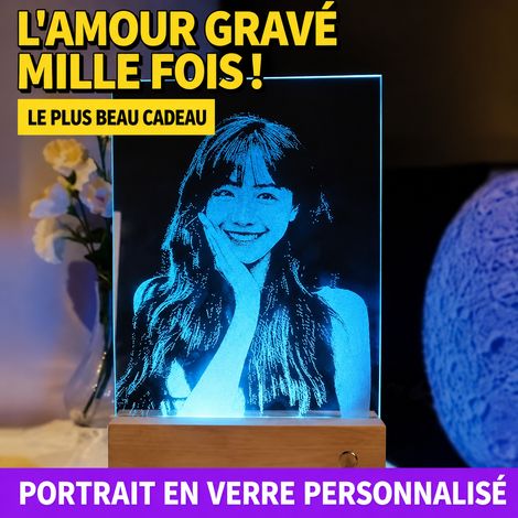 Tableau en verre d'art 8 pouces 15x20 cm cadre bois socle lumineux multicolore et coffret cadeau 8 15 20 500 g – Livraison gratuite