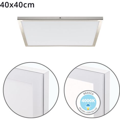 Panel de superficie VOLTAIRE 40x40 36W LED 2880lm 400K 120° C.40xL.40xA.2,3cm Niquel (1/3)