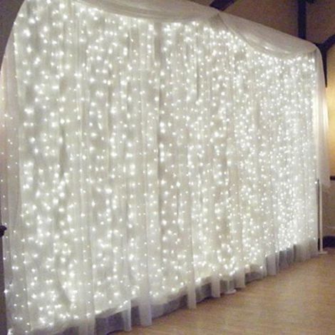 3 m x 3 m LED-Lichterkette, LED-Wasserfall-Eisstreifen, Hintergrundgestaltung, Hochzeitsdekoration, Weiß