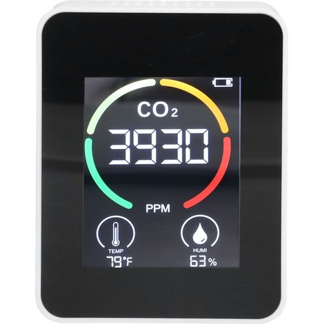 Détecteur de CO2 3 en 1 avec écran couleur intelligent, moniteur de qualité d'air portable pour maison, blanc (1/5)