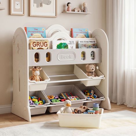 Kids Bookshelf and Toy Storage Organizer with 2 Front-Facing Racks (1/5)