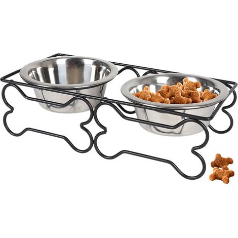 Edelstahl Doppelnapf 2x 300ml Fressnapf Wassernapf Futterstation Hundenapf Katze (1/2)