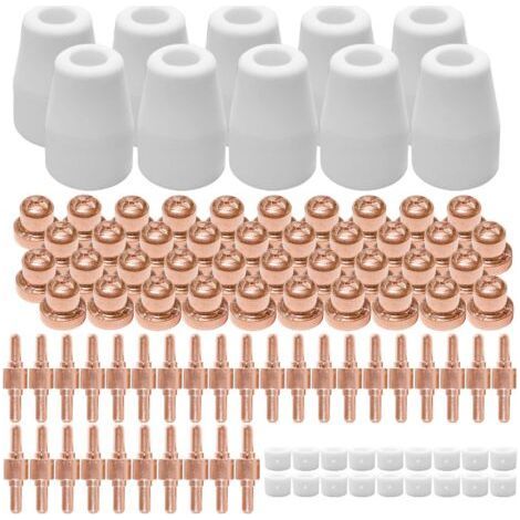 100 pezzi, accessori per taglio al plasma, ugelli ed elettrodi, per torce di taglio tipo PT30 e 40A (metallo e ceramica) (1/5)