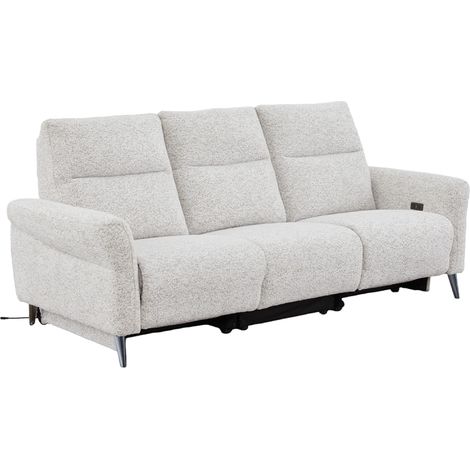 Canapé 3 places relax électrique Liam tissu chenille beige Takasit (1/5)