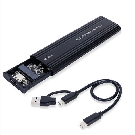 Boîtier externe en aluminium pour SSD NVMe M.2 Type-C (1/5)